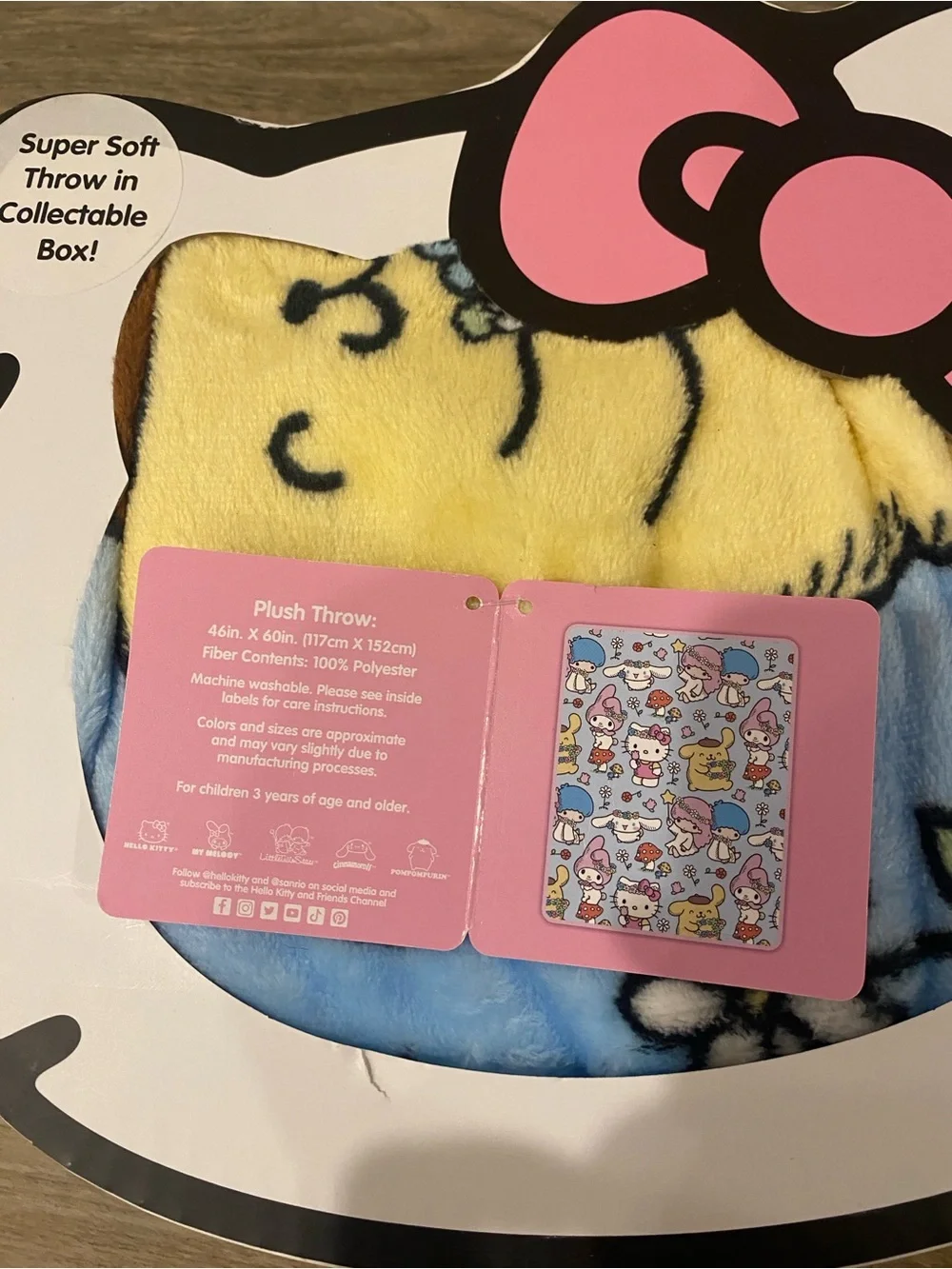 Hello Kitty Plush Head Pillow & Throw Blanket Set
